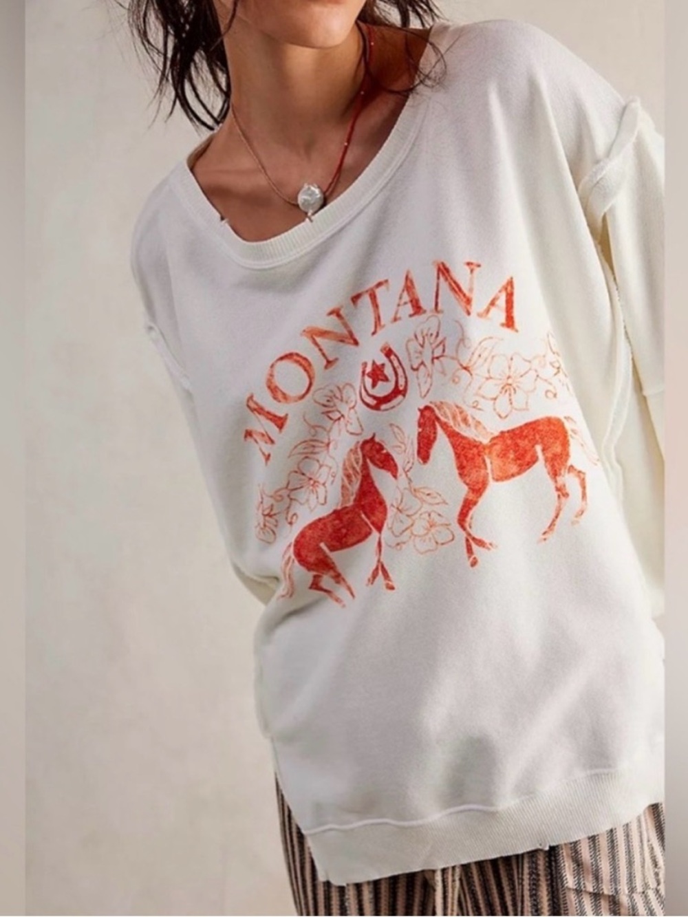 New Free People WE THE FREE CAMDEN Pullover - Coconut Combo MONTANA Small S